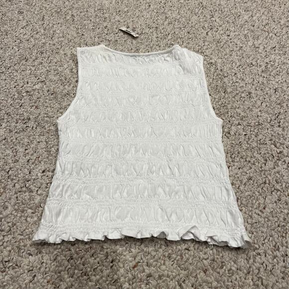 NWT Madewell Smocked Boatneck Tank Sz XXS White Coastal Nautical Preppy - Picture 7 of 7